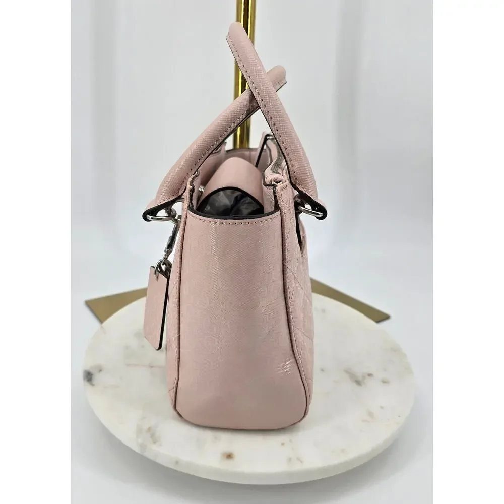 GUESS Ariella Society Satchel in Blush |‎ Quilted Patent Faux Leather